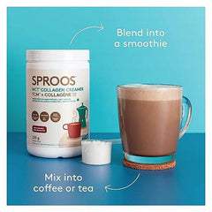 Sproos MCT Collagen Creamer | 5 G Wild-Caught Marine Collagen, 5 G MCT Powder | Dairy Free - 220g Tub