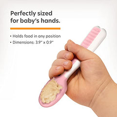 NumNum Pre-Spoon GOOtensils | Baby Spoon Set (Stage 1 + Stage 2) | BPA Free Silicone Baby Utensils for Self Feeding | for Kids Ages 6 Months+, 1-Pack (Two Baby Spoons), Frosty Lilac/Rosebud