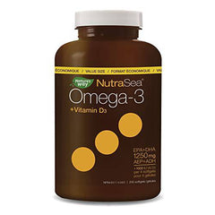 Nature's Way NutraSea Omega-3 and Vitamin D Soft Gels - Fish Oil Supplement with EPA and DHA – Support Heart and Brain Function, Help Build & Maintain Strong Bones and Teeth & Help Support Immune System – Lemon Flavour, 240 Softgels