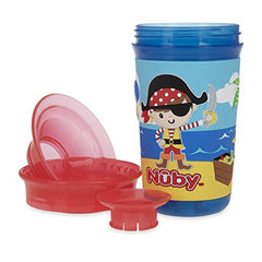 Nuby 360 Degree Easy Sip 3D Grip Wonder Cup with Printed Silicone Sleeve, Pirate, 10 Oz