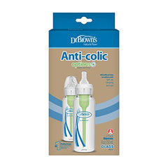 Dr. Brown’s Natural Flow® Anti-Colic Options+™ Narrow Glass Baby Bottles, 2-Pack, 8 oz/250 mL