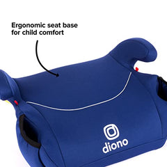 Diono Solana 2022, No Latch, Single Backless Booster Car Seat, Lightweight, Machine Washable Covers, Cup Holders, Blue