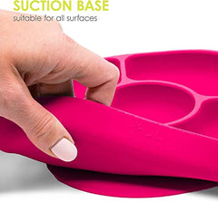 bblüv - Yümi - Silicone Suction Plate & Spoon Set for Baby, Infants and Toddlers, Anti-Spill, Microwave and Dishwasher Safe (Pink)