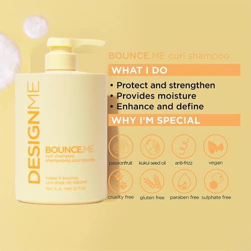 DESIGNME BOUNCE.ME Curl Shampoo with Argan Oil and Anti-frizz formula | Extra Nourishment and Protection | Provides Moisture Curl and Shine for Curly Hair, 1L