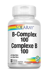 Solaray Vitamin B-Complex 100 | Supports Healthy Hair & Skin, Immune System Function, Blood Cell Formation & Energy Metabolism | 100 VegCaps