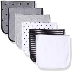 Amazon Essentials Baby 6-Pack Burp Cloth, Uni Star Stripe Neutral, One Size