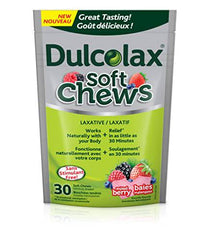 Dulcolax Soft Chews, Mixed Berry, Dependable and Gentle, Laxatives for Fast Occasional Constipation Relief, Vegan, Stimulant-Free, Gluten-Free, For Adults & Kids Ages 12 and Over - 30 ct, Pink