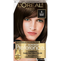 L'Oréal Paris Superior Preference Permanent Hair Color, 5 Medium Brown (Packaging may vary)