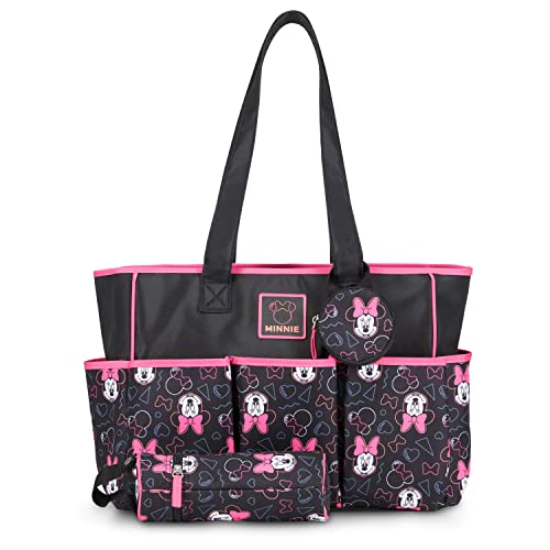 Disney Unisex Baby Multi Piece Tote Diaper Bag, Minnie-Toss Print, Mouse