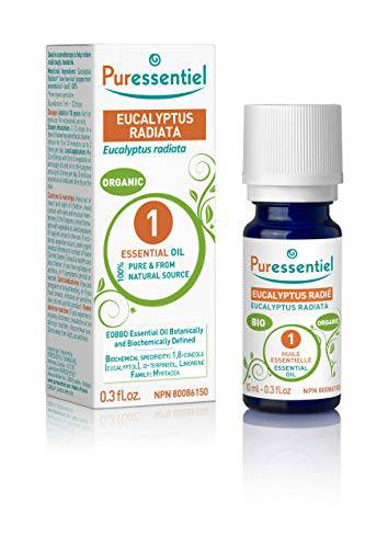 PURESSENTIEL - Eucalyptus Radiata Organic Essential Oil - Used in aromatherapy to help relieve colds, cough and headaches - 100% pure and from natural sources - 10ml