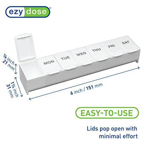 EZY DOSE Weekly (7-Day) Pill Organizer, Vitamin Planner, And Medicine Box, Large Compartments, White, Made in The USA