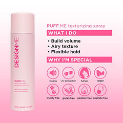 DESIGNME PUFF.ME Dry Texturizing Spray | Fluffy Volumizing Spray For Fine Hair | Dry Texture Spray, 248mL