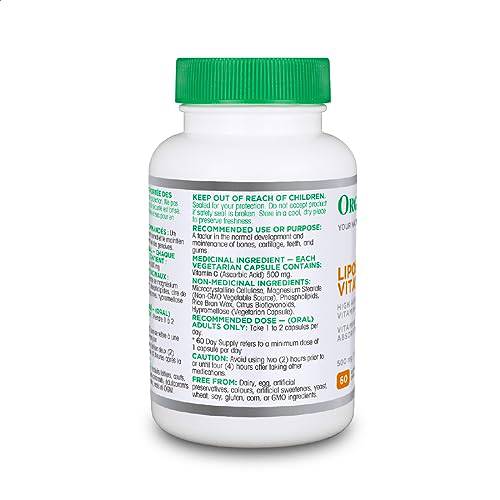 Organika Liposomal Vitamin C 500mg- High Absoprtion for Superior Bioavailability, Immunity- 60vcaps