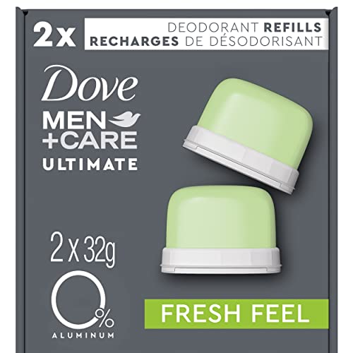 Dove Men+Care Ultimate 0% aluminum Refillable Deodorant Kit for long-lasting freshness Fresh Feel deodorant for men with 48h odour protection 32 g pack of 2