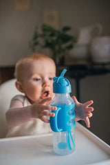 Dr. Brown's Milestones Sippy Straw Bottle with Silicone Handles, Blue, 8 oz