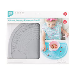 Bumkins Baby Silicone Sensory Placemat, Toddler Placemat, Suction Placemat for Restaurants, Feeding for High Chairs and Tables, Baby Led Weaning, Ages 6 Months Up Gray-pmi