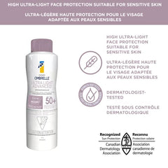 Garnier Ombrelle Ultra Light Sunscreen Body & Face Spray, SPF 50+, for Sensitive Skin, Hypoallergenic, Water Resistant, Alcohol and Fragrance Free, 142g