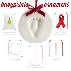 Pearhead Babyprints Baby's First Handprint or Footprint Ornament Kit, Easy No-Bake DIY, Christmas Baby Gift, 50010