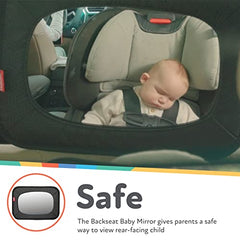 Nuby Backseat Baby Mirror with Fully Adjustable Straps, Shatter Resistant, Installs in Seconds, Black