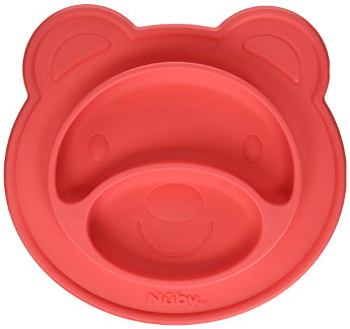 Nuby 537076PK Sure Grip Silicone Miracle Mat Section Bear Plate, Red