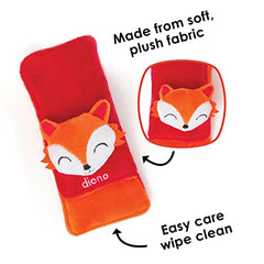 Diono Baby Fox Character Car Seat Straps & Toy, Shoulder Pads for Baby, Infant, Toddler, 2 Pack Soft Seat Belt Cushion and Stroller Harness Covers Helps Prevent Strap Irritation