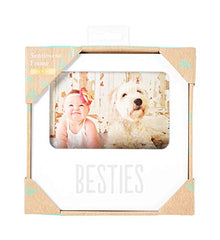 Kate & Milo Besties Keepsake Photo Frame, Best Friends Gifts, Baby and Pet Keepsake Frame, Modern Picture Frame, White