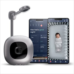 Nanit Pro Smart Baby Monitor & Wall Mount - 1080p Secure Wi-Fi Video Camera, Sensor-Free Sleep & Breathing Motion Tracker, 2-Way Audio, Sound & Motion Alerts, Night Vision, and Breathing Band - Silver