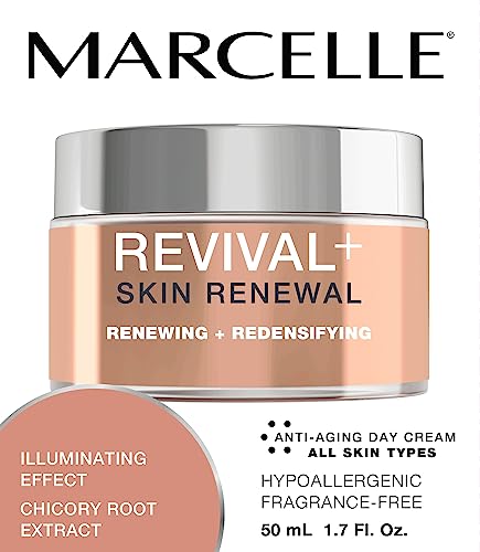 Marcelle Revival+ Skin Renewal Anti-Aging Day Cream, All Skin Types, 45+, Redensifying, Moisturizing & Smoothing, Cruelty-Free, Hypoallergenic, Paraben-Free, Fragrance-Free, Oil-Free, 50 mL