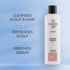 Nioxin System 3 Scalp Cleansing Shampoo with Peppermint Oil, For Color Treated Hair with Light Thinning, 33.8 fl oz