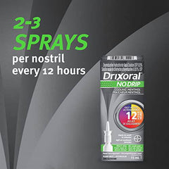 Drixoral No Drip Cool Menthol Spray, Cooling Sensation with 12 Hour Relief, 15ml