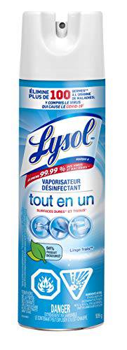 Lysol Disinfectant Spray, Crisp Linen, Disinfect and Eliminate Odours on Hard Surfaces & Fabrics - Zecoya