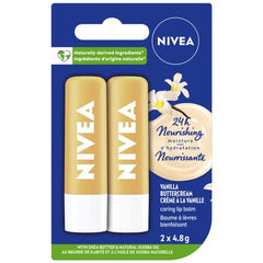 NIVEA Vanilla Buttercream Lip Balm (2 X 4.8g) | Made with Jojoba Oil & Shea Butter, 24H Hydration