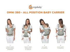 Ergobaby Omni 360 All-Position Baby Carrier for Newborn to Toddler with Lumbar Support & Cool Air Mesh (7-45 Lb), Pearl Grey