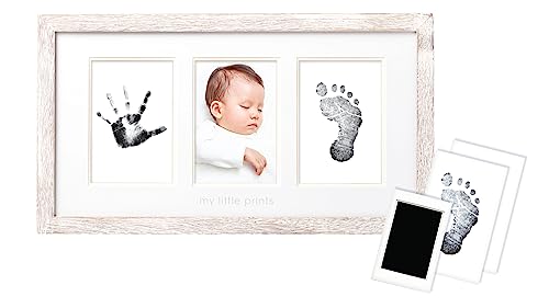 Pearhead Babyprints Wall Frame, Rustic Nursery Decor, Distressed