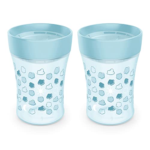 NUK Flow Control Sip Trainer Cup, 10oz, 2 Pack, Blue