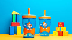 Zak Designs Blippi Kelso Toddler Cups for Travel or at Home, 15oz 2-Pack Durable Plastic Sippy Cups with Leak-Proof Design is Perfect for Kids (Blippi)