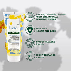 Klorane - Baby Gentle Cleansing Gel with Calendula - Hair and Body - Infant & Baby from birth - Biodegradable - 200ml