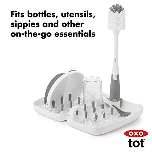 Oxo Tot Travel Size Drying Rack with Bottle Brush - Gray