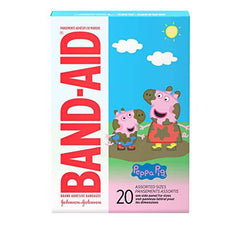 Band-Aid Brand Adhesive Bandages Peppa Pig - Self Adhesive Wound Care Skin Dressing - Assorted Sizes, 20 Count - Zecoya