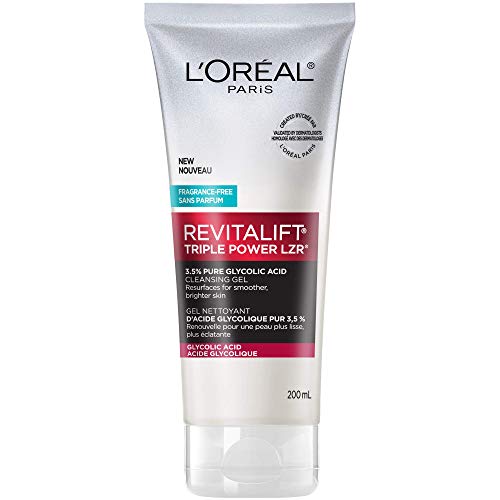 L'Oreal Paris Face Wash Cleansing Gel With 3.5% Pure Glycolic Acid | Revitalift Triple Power Lzr, 200 milliliters