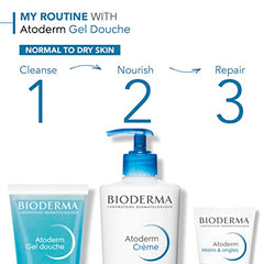 Bioderma - Atoderm - Shower Gel - Moisturizing Body and Face Wash - for Family with Normal to Dry Sensitive Skin - 6.67 fl.oz.