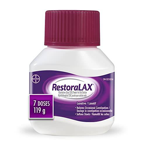 RestoraLAX Powder Stool Softener Laxative - Laxatives For Constipation, Effective Constipation Relief For Adults, No Taste, No Grit, No Gas, No Bloat, No Cramps, No Sudden Urge, 7 Doses, 119 grams