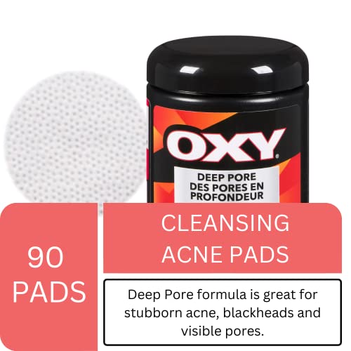 OXY Deep Pore Cleansing Acne Pads with Salicylic Acid, For Stubborn Acne, For Blackheads and Visible Pores, 90ct