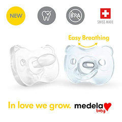 Medela Baby Pacifier | 0-6 Months | Includes Sterilizing Case | 2-Pack | Soft Silicone | BPA-Free | Supports Natural Suckling | Blue and Clear