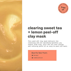 Freeman Sweet Tea & Lemon Peel-Off Clay Facial Mask, Skin Clearing, 1 Count, 6 fl oz/175 mL Tube