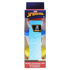 Spider-Man Snack Containers for Kids - BPA Free Plastic - 3 Pack with Twist Off Lids