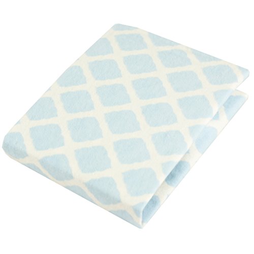 Ben & Noa Pack N Play Playard Sheet, Soft 100% breathable cotton flannel, Made in Canada, Blue Lattice