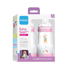 MAM Easy Start Anti-Colic Bottle 9oz (2 count), MAM Baby Bottle with Medium Flow Nipple, Breastfed Baby Feeding Essentials, Designs May Vary