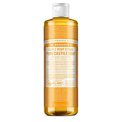 Dr. Bronner’s - Pure-Castile Liquid Soap (Citrus, 473 mL) - Made with Organic Oils, 18-in-1 Uses: Face, Body, Hair, Laundry, Pets and Dishes, Concentrated, Vegan, Non-GMO