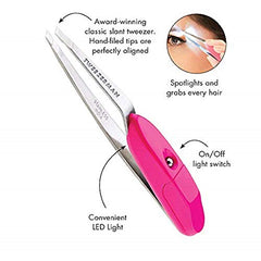 Tweezerman Tweezweman: expertweeze lighted Slant Tweezer, 1 Count (1278-R)